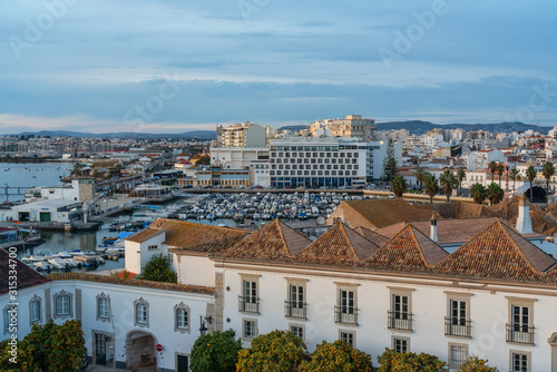 View from the roof of the old city of Faro to the ocean bay, Ria Formosa.
