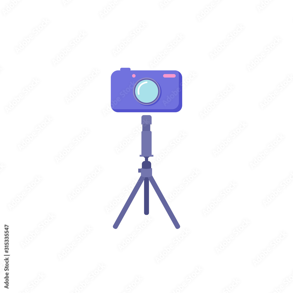 camera tripod colorful flat icon on white background camera tripod colorful flat icon on white background
