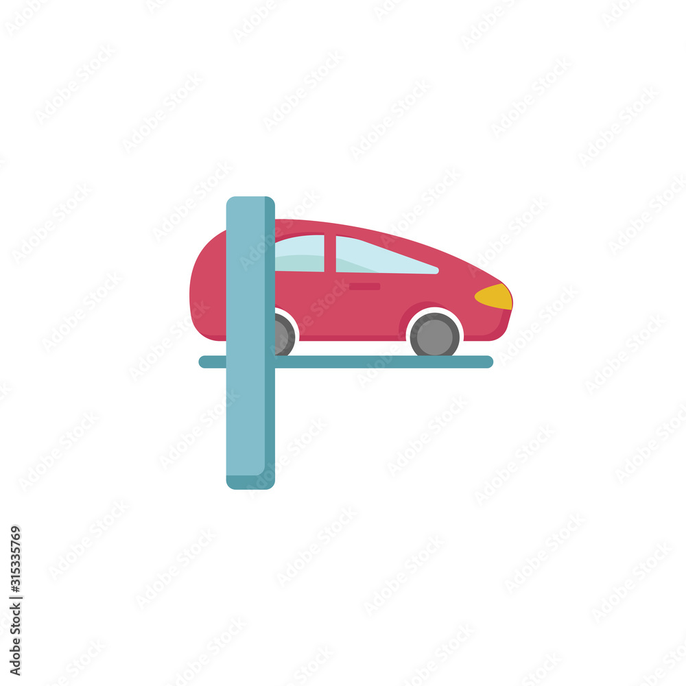 Car lifting icon. car repair flat illustration on white background Car lifting icon. car repair flat illustration on white background