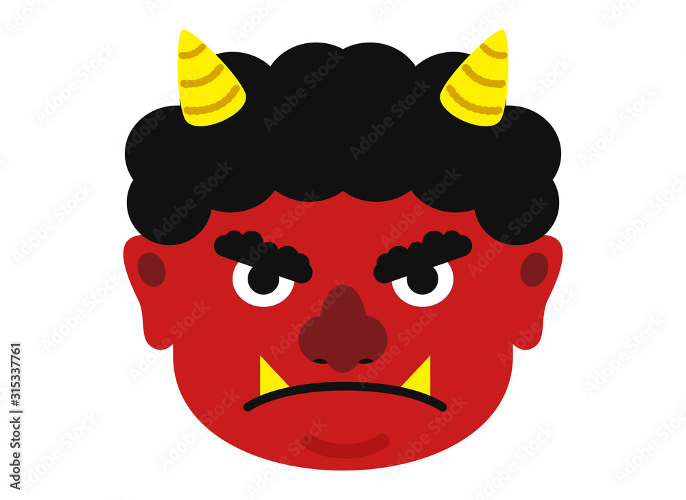 イラスト:鬼 おに オニ 節分 豆まき 素材 表情 顔 赤鬼 アカオニ 赤 あか(ベクター有) Stock Vector | Adobe Stock