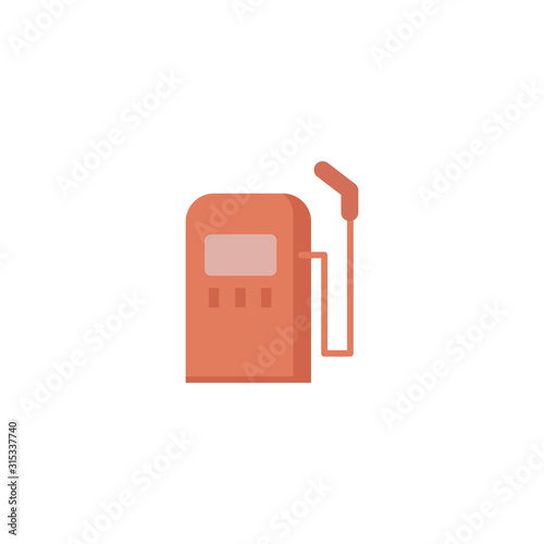 Gasoline pump nozzle sign. Gas station flat icon on white background