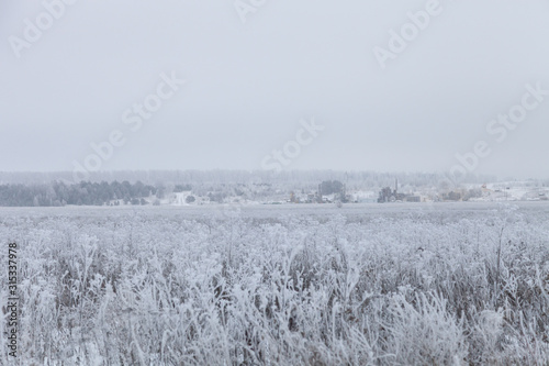 Beautiful winter landscape in russian province