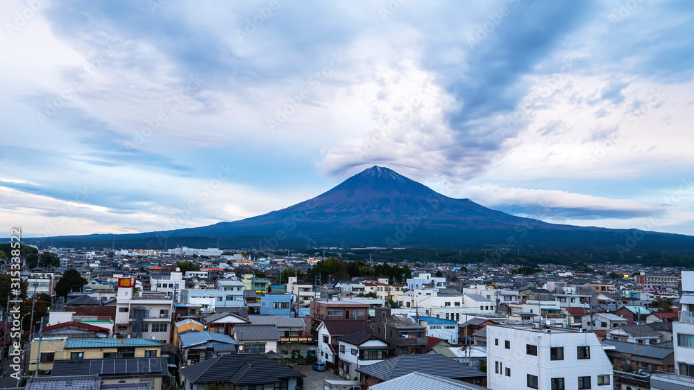 Fuji mountain with cityscape at Fujinomiya 2 Fuji mountain with cityscape at Fujinomiya 2