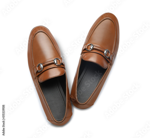 Принти на полотні Pair of stylish male shoes isolated on white, top view