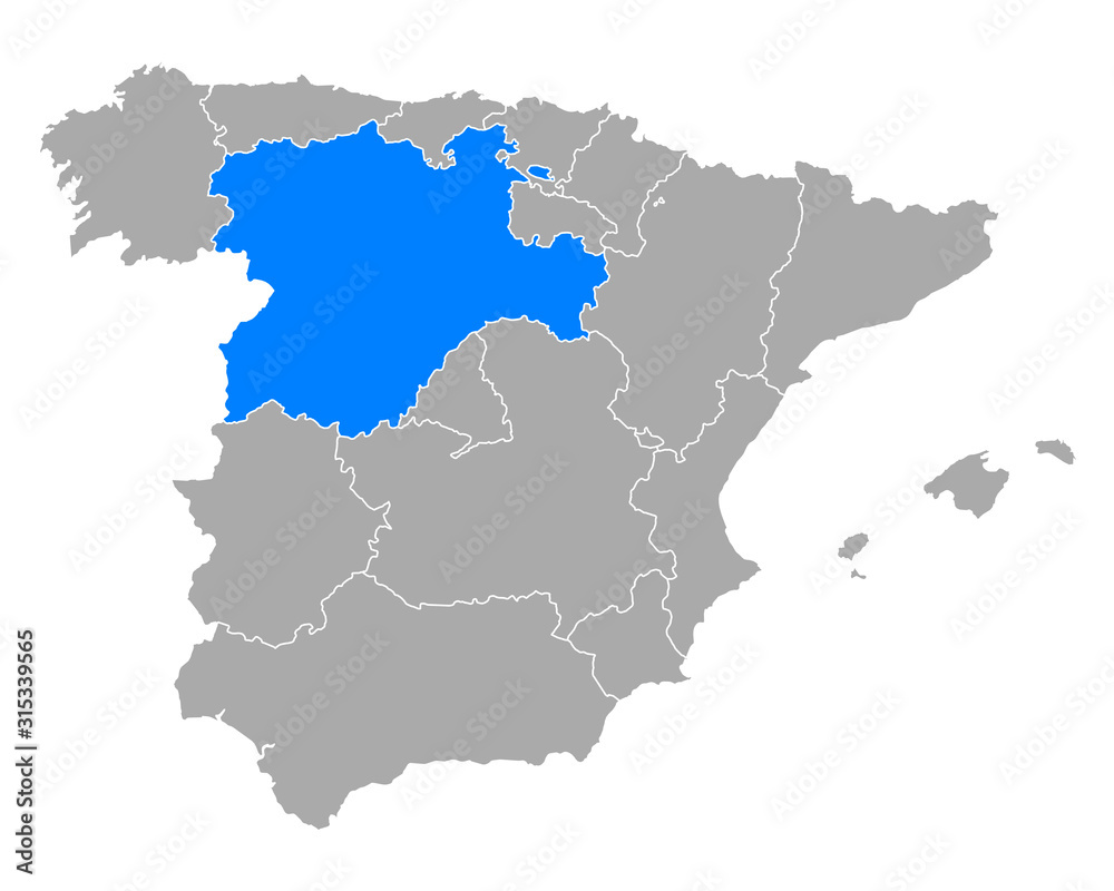 Karte von Kastilien und Leon in Spanien Karte von Kastilien und Leon in Spanien
