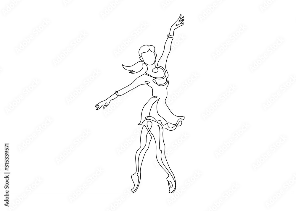 ภาพประกอบสต็อก Continuous Line Art Drawing Ballet Dancer Ballerina Vector Illustration ภาพ 