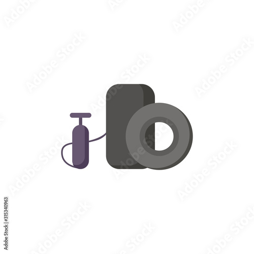 inflate tire flat icon on white background