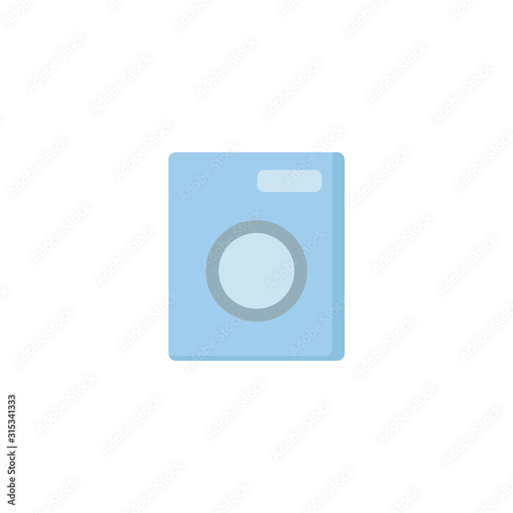 Washing machine flat icon on white background Washing machine flat icon on white background