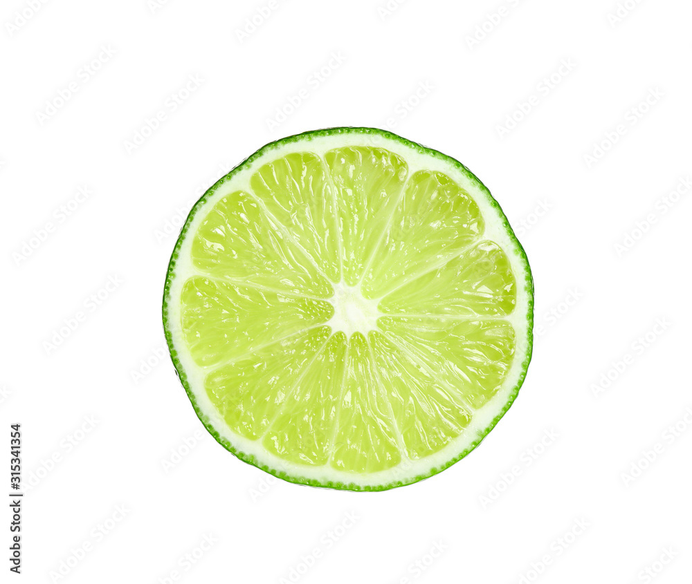 Cut fresh ripe lime isolated on white Cut fresh ripe lime isolated on white