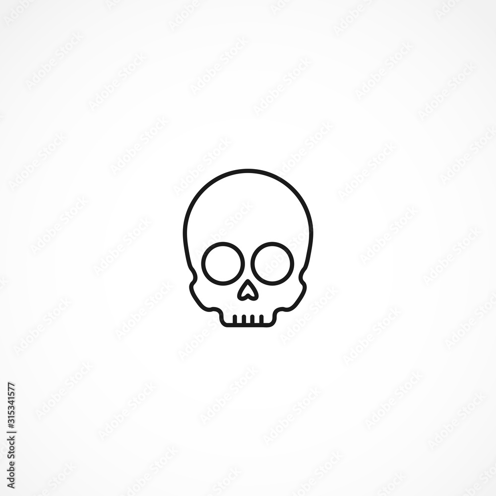 skull vector icon on white background