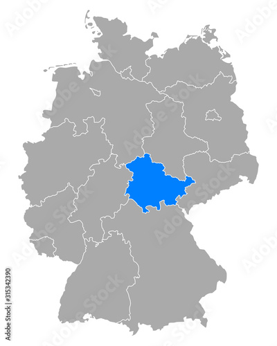 Karte von Th  ringen in Deutschland