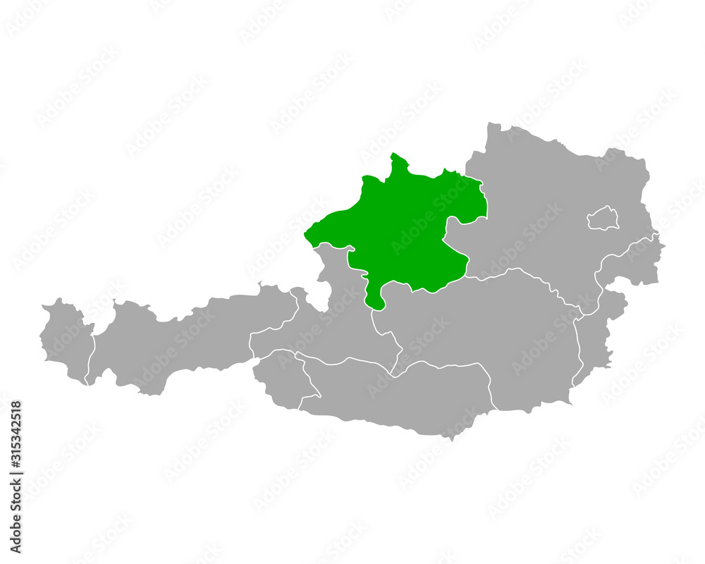 Karte von Oberösterreich in österreich