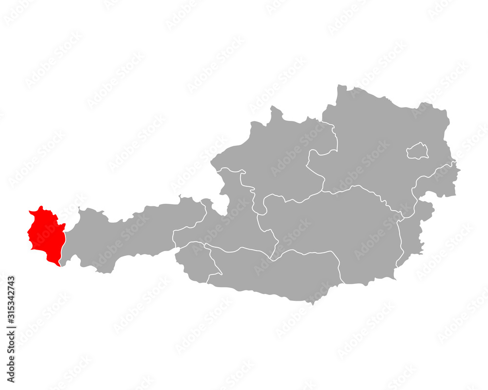 Fototapeta premium Karte von Vorarlberg in österreich