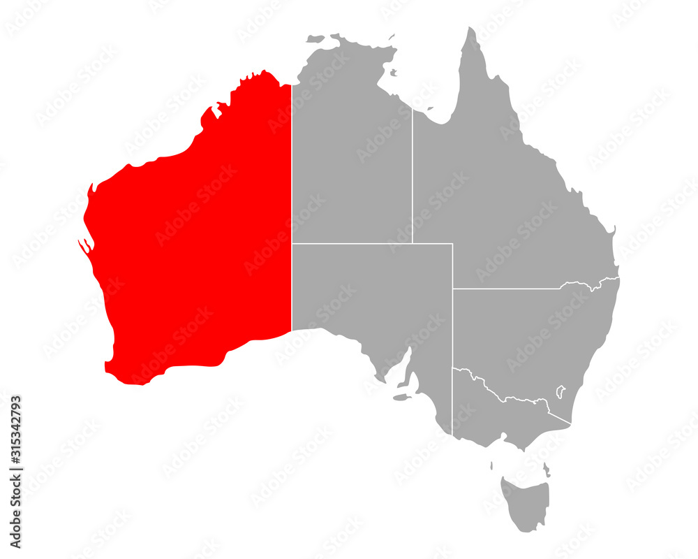 Fototapeta premium Karte von Western Australia in Australien