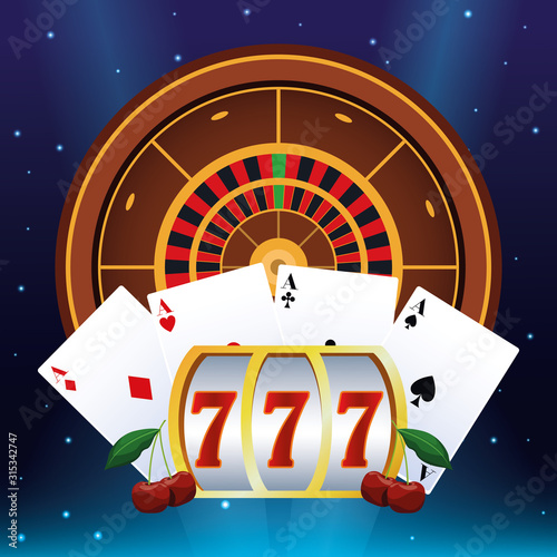 slot machine roulette poker cards betting game gambling casino