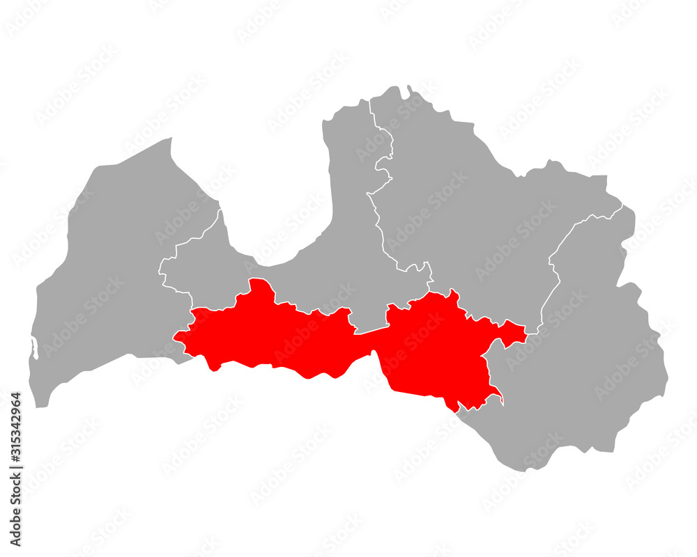 Obraz premium Karte von Zemgale in Lettland