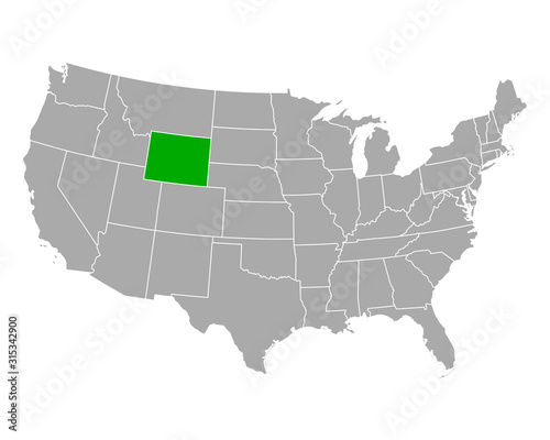 Karte von Wyoming in USA