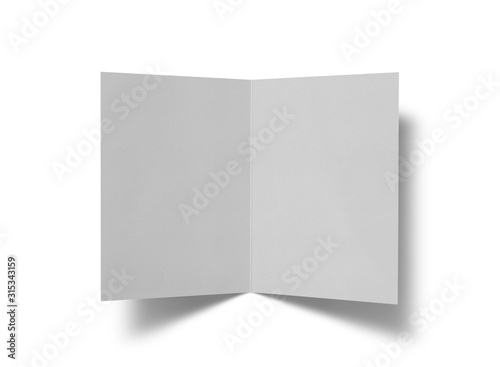 Blank invitation greetings card isolated on white background