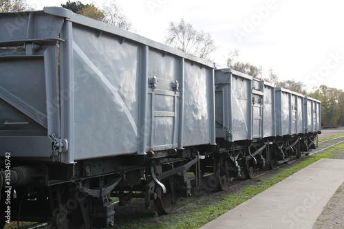 Four Vintage Open Top Railway Freight Cargo Wagons.