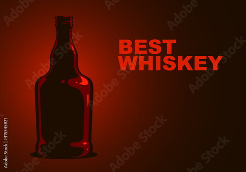 Whiskey bottle vector simple illustration, bourbon cognac alcohol.