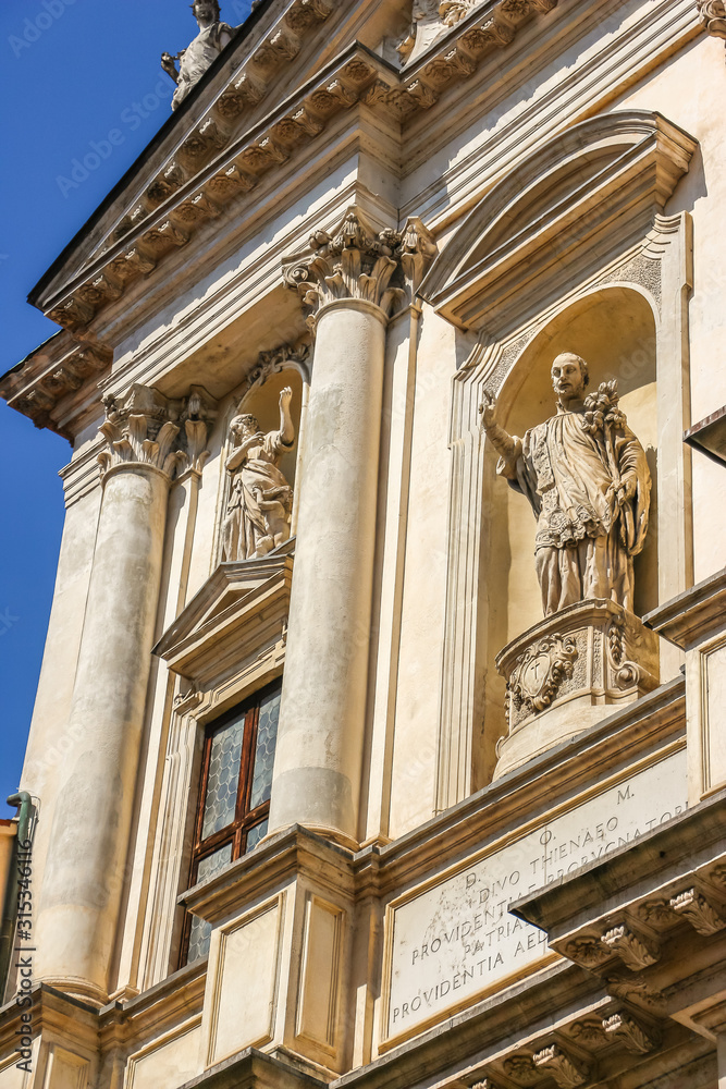 Vicenza, Italy. Beautiful facade of catholic church (Chiesa di San Gaetano) in Vicenza.