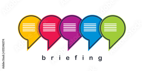 Communication concept shown with speech bubbles vector illustration, conference or briefing, blog public discussion, let’s talk.