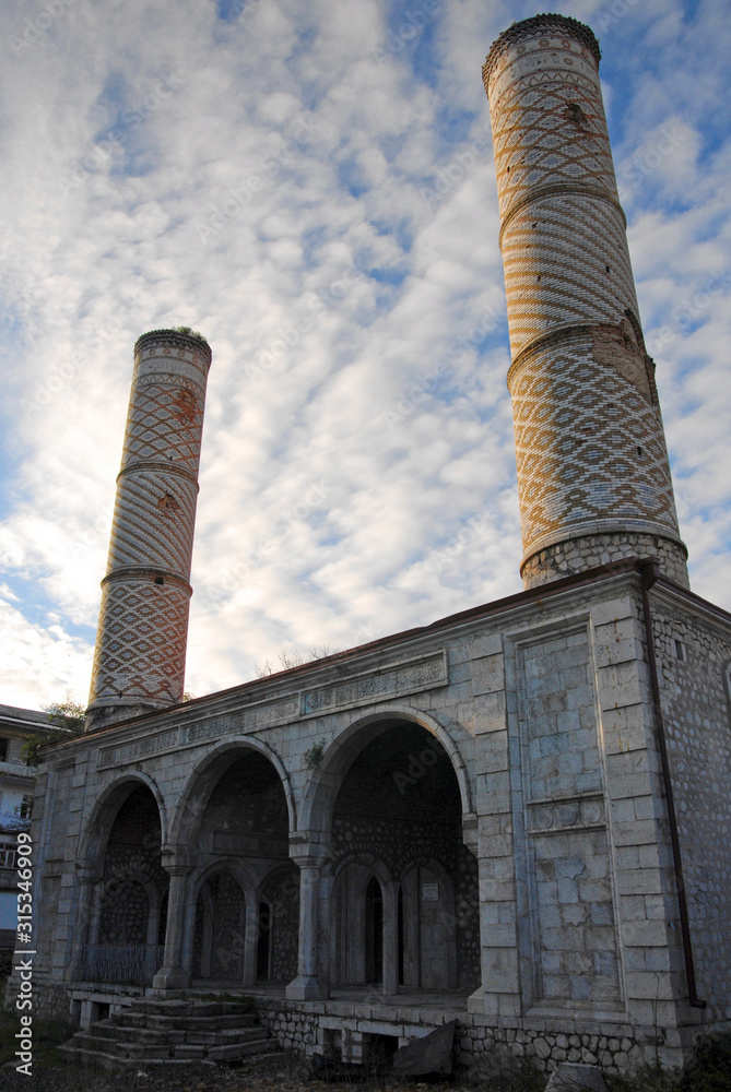 Ruined mosque in Shusha town, Mountainous Karabakh.