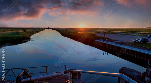 sunset on river
