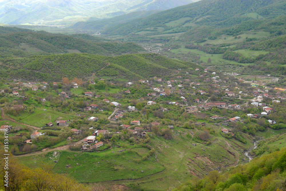 Vanq village. View from Gandzasar Monastery, Mountainous Karabakh.