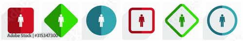 Male icon set, flat design vector illustration in 6 options for webdesign and mobile applications in eps 10