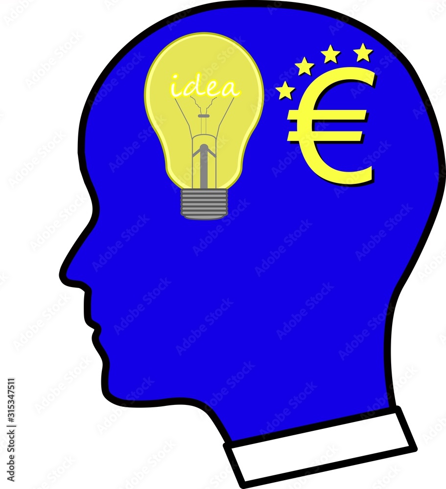 Concept vector illustration: idea bulb and euro sign. Concept vector illustration: idea bulb and euro sign.
