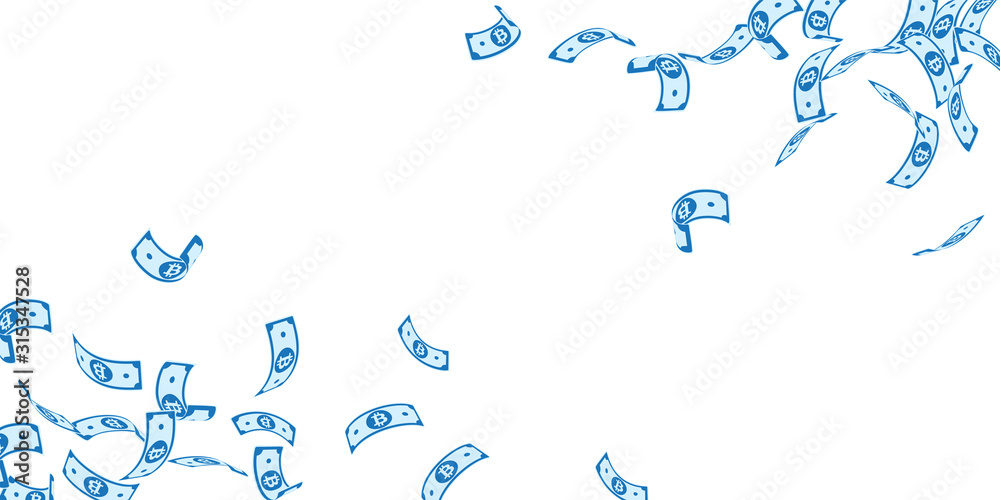 Bitcoin, internet currency notes falling. Floating Bitcoin, internet currency notes falling. Floating