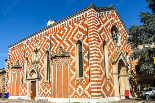 Vicenza, Italy. Beautiful architecture of catholic church (Parrocchia di Santa Croce ai Carmini) in Vicenza. photo