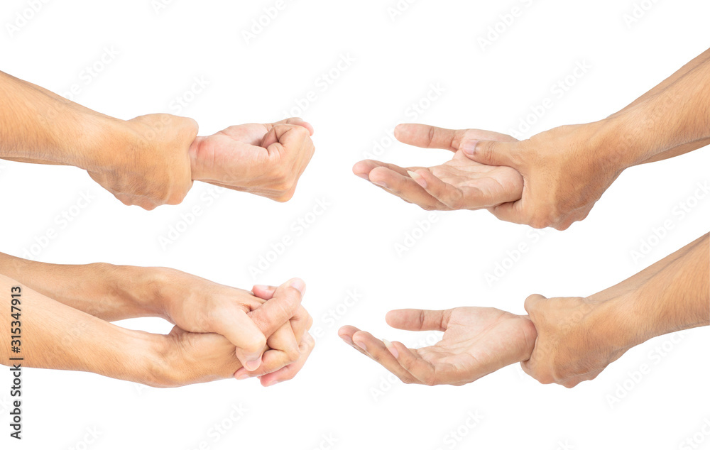 The image of an Asian hand on a white background clipping path.