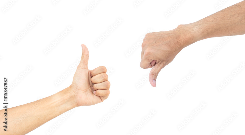 Hand symbols, gestures, likes and dislikes on white background Hand symbols, gestures, likes and dislikes on white background