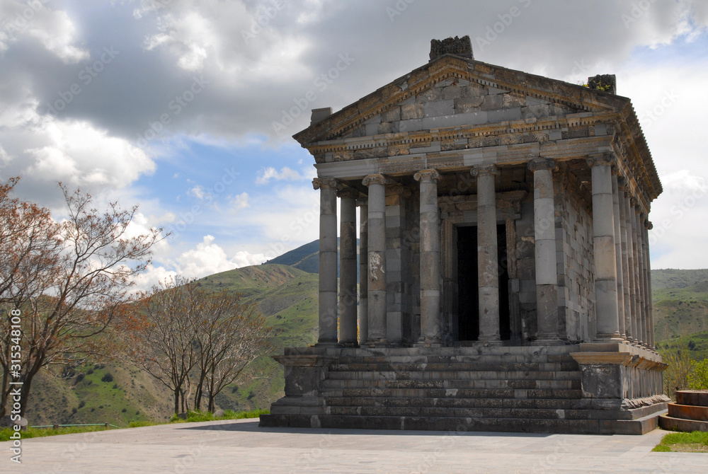 Fototapeta premium Antique temple dedicated to Sun God Mihr, Garni fortress. Garni village, Kotayk Region, Armenia.