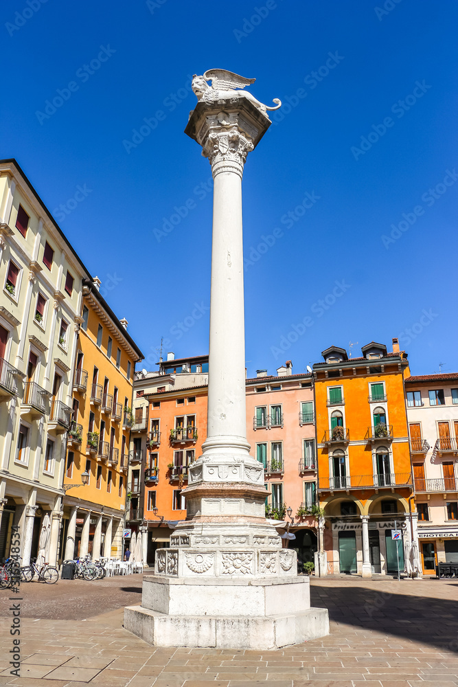 Vicenza, Italy. View of Piazza dei Signori in sunny day.