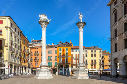 Vicenza, Italy. View of Piazza dei Signori in sunny day.