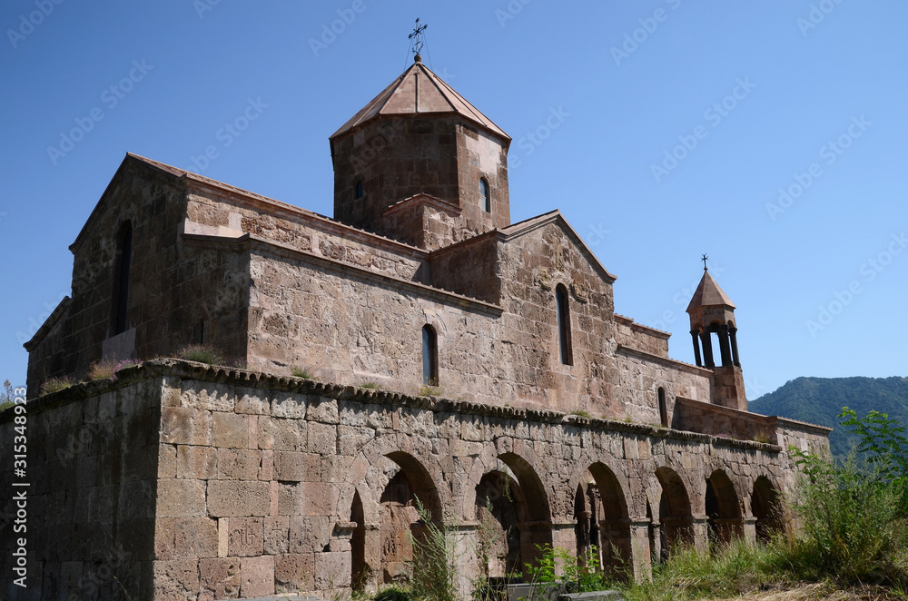 Medieval church (6th-7th centuries) in Odzun village. Lori Region, Armenia.