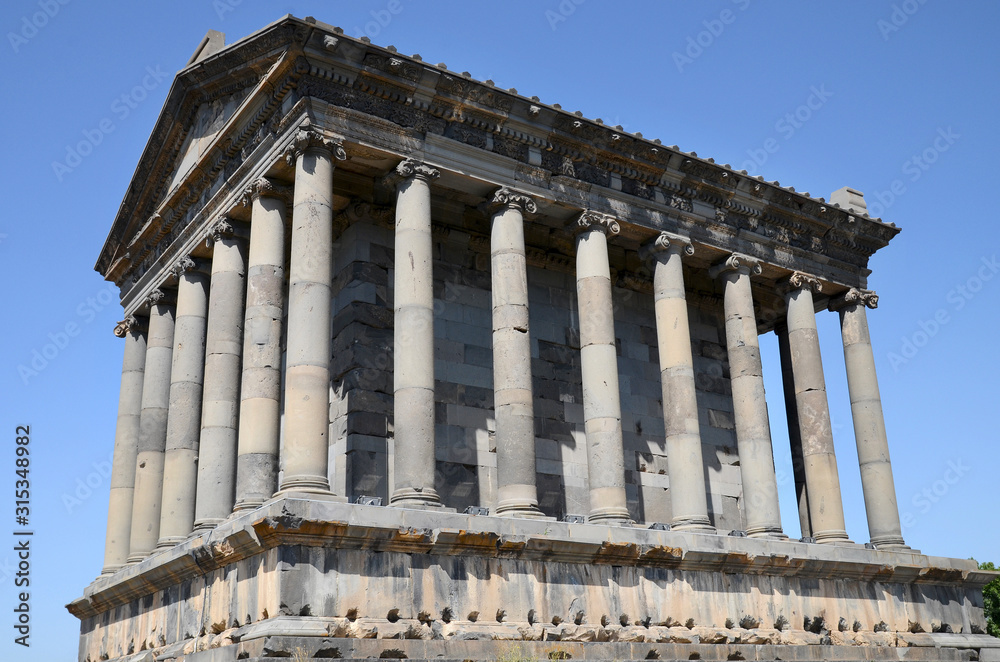 Antique temple dedicated to Sun God Mihr, Garni fortress. Garni village, Kotayk Region, Armenia. Antique temple dedicated to Sun God Mihr, Garni fortress. Garni village, Kotayk Region, Armenia.