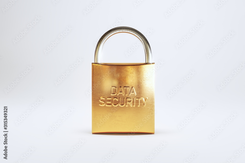 Padlock with data security engraving. Security concept - 3D Rendering Padlock with data security engraving. Security concept - 3D Rendering