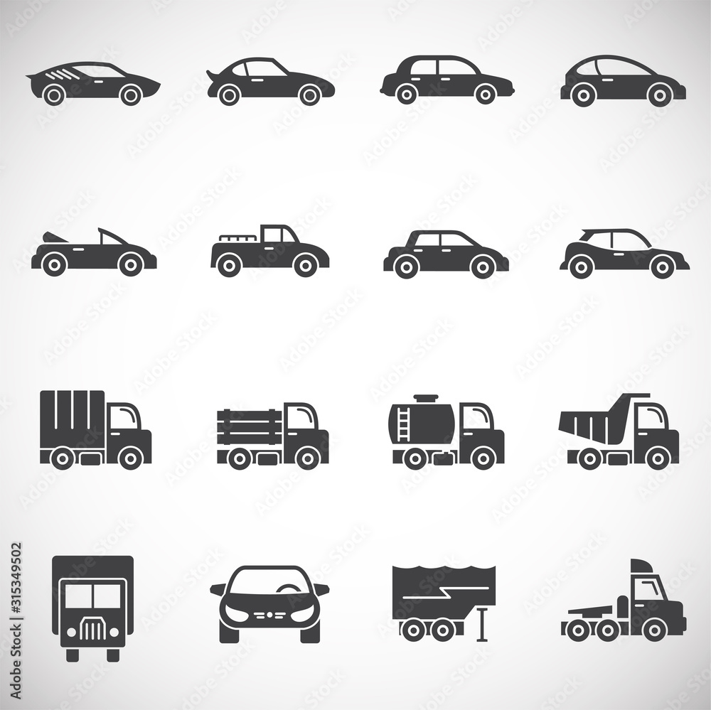 Car icons set on background for graphic and web design. Creative illustration concept symbol for web or mobile app