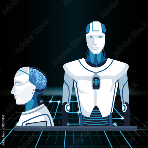 artificial intelligence technology cyborg machines human brain assembly photo