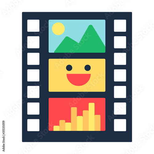 Film strip flat vector icon