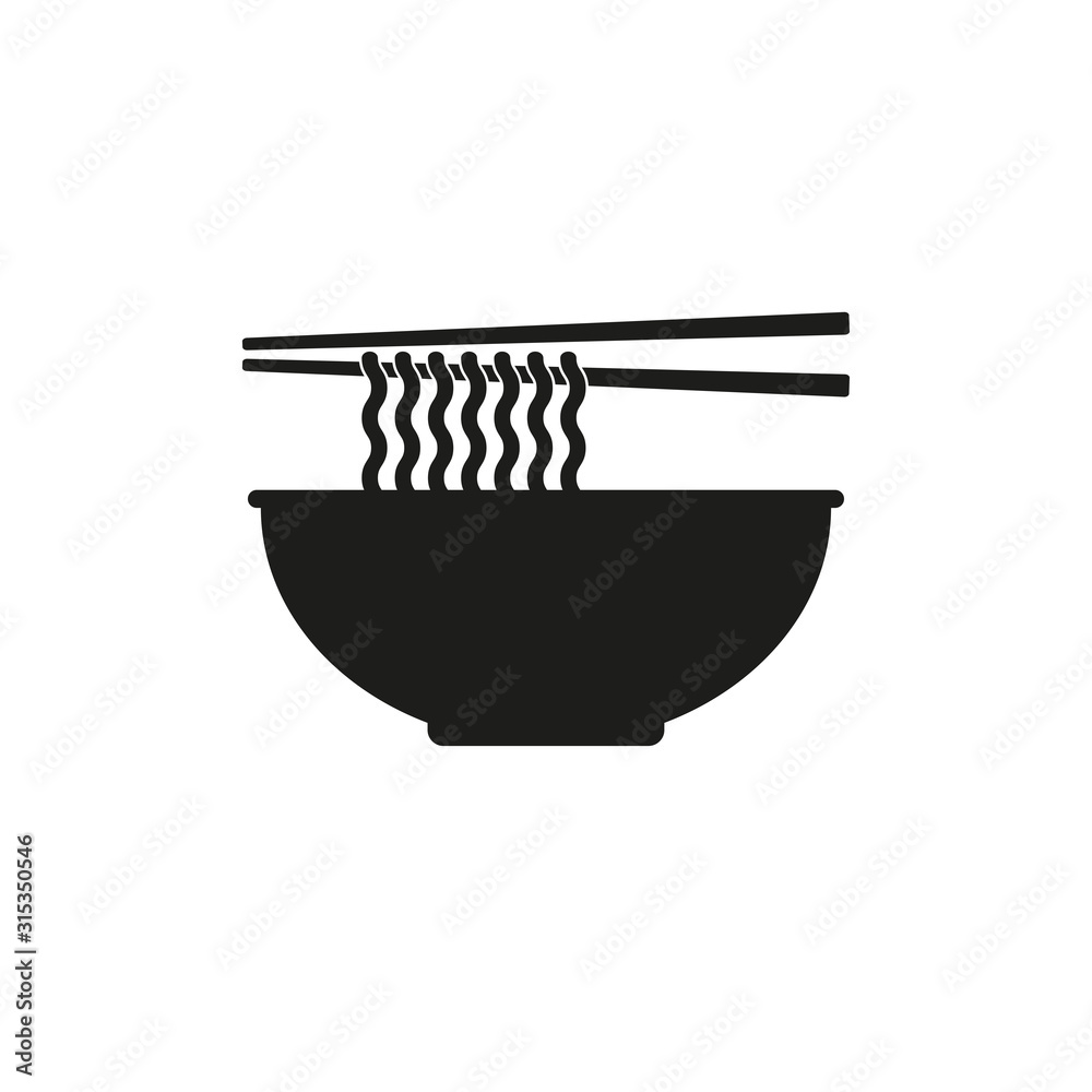 Icon of noodles and cups with sticks. Simple vector illustration Icon of noodles and cups with sticks. Simple vector illustration