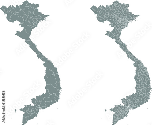 Vector map of Vietnam regions and administrative areas