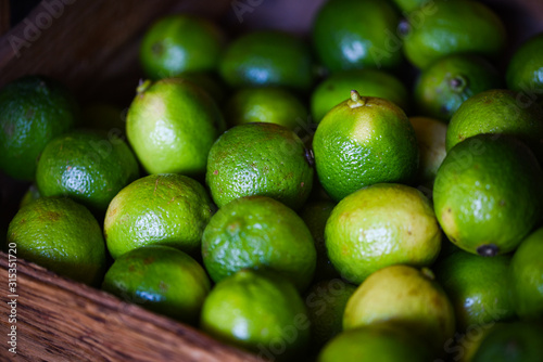 close up view of fresh limes
