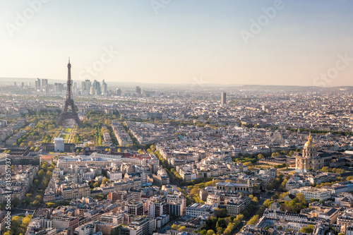 Panorama of Paris with Eiffel Tower against sunset in France © Tomas Marek