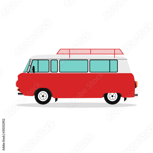 Vintage van retro realistic camper bus. EPS 10