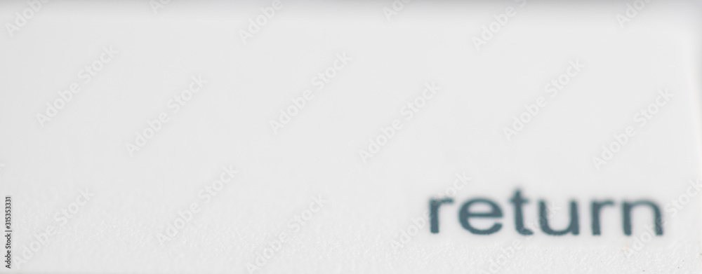 return button close up computer white keyboard, use for command action program to enter or step back return button close up computer white keyboard, use for command action program to enter or step back